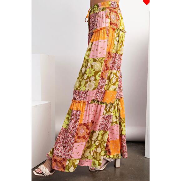 Easel Print Rayon Gauze Palazzo Pants - Plus Size 1X - 3X - Picture 3 of 5